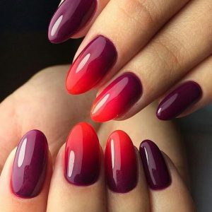 Burgundy Ombre Nails