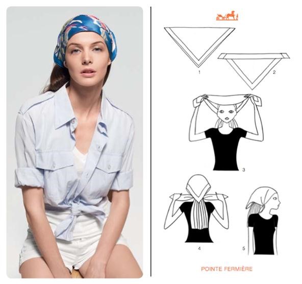 how to wear hermes scarf on head