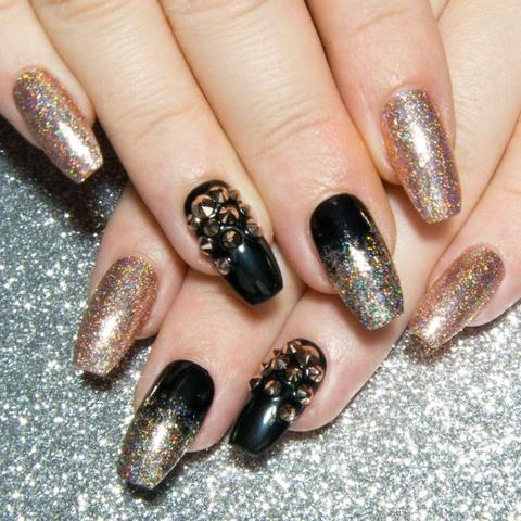 Ombre Nails with Black n Glitter