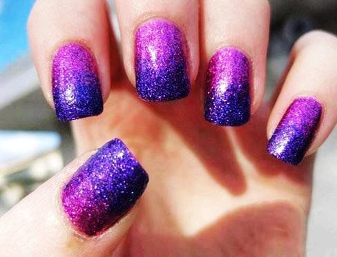 Purple Glitter Ombre Nails